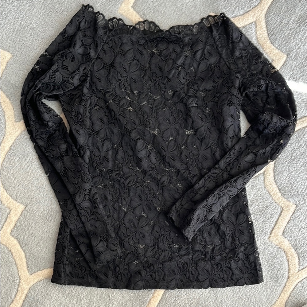 Elegant Black Lace Women's Top